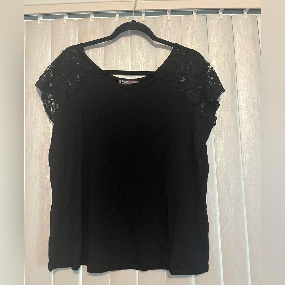 Black Lace Sleeve Women's Top
